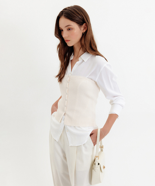 Вязаный топ-тубус DION KNIT TUBE TOP_IVORY