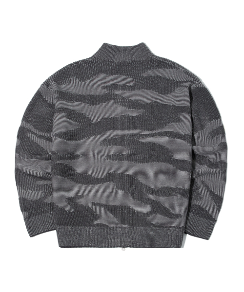 CAMOUFLAGE KNIT ZIP-UP CHARCOAL