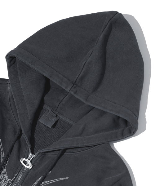 GRID WORMHOLE HOODIE ZIPUP PIGMENT CHARCOAL