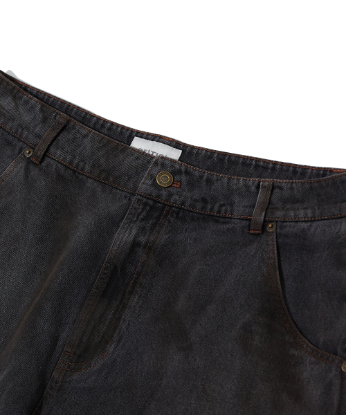 DIRTY WASHED DENIM PANTS BLACK DENIM