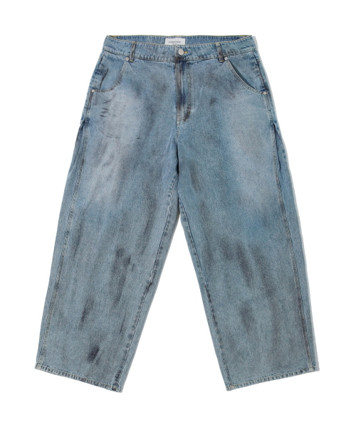 DIRTY WASHED DENIM PANTS LIGHT BLUE