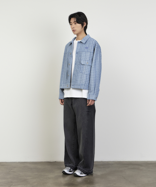 DENIM PANELLING TRUCKER JACKET (BLUE)