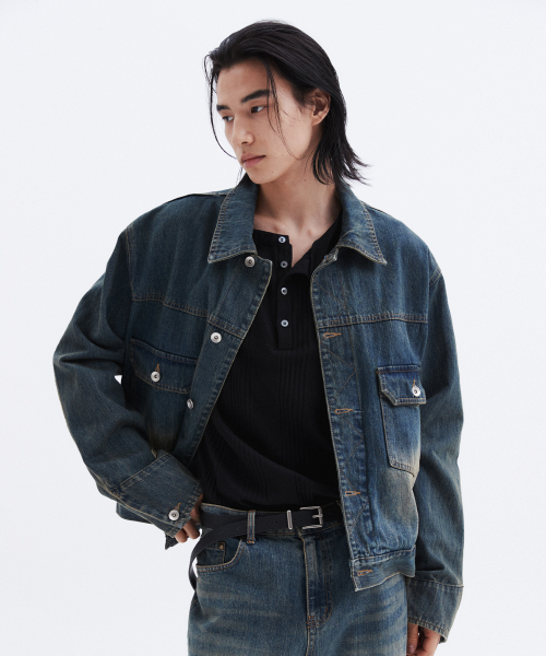 Двухкарманная вощёная джинсовая куртка — VINTAGE INDIGO