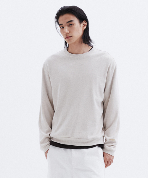 Лонгслив с круглым вырезом - LIGHT BEIGE