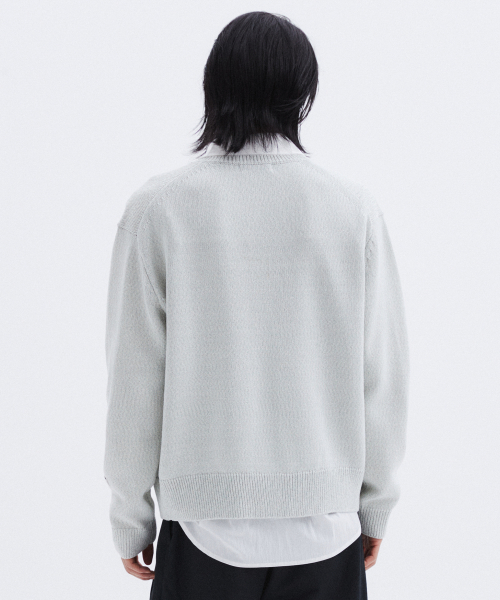Кардиган со стойкой и круглым вырезом — LIGHT GREY