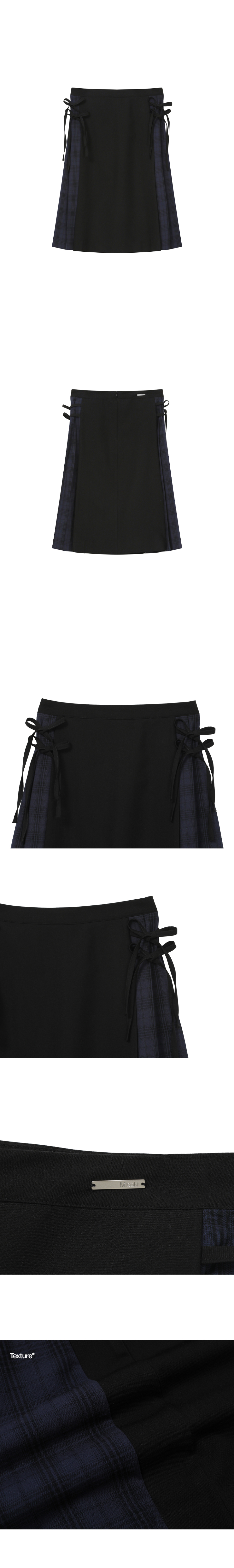 MUSINSA公式 | MISEKI SEOUL Side bow pleats midi skirt BLACK