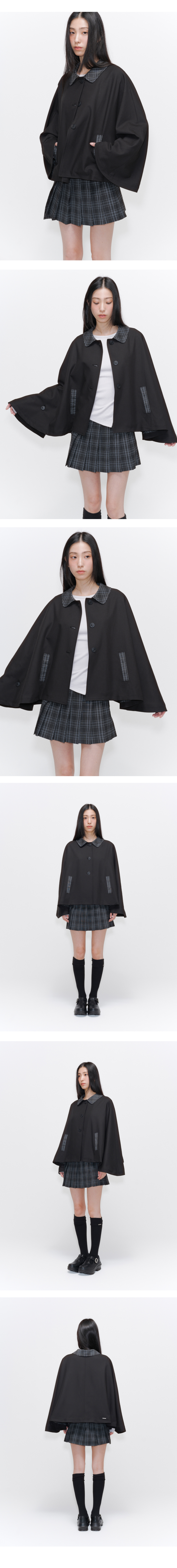 MISEKI SEOUL[ミセキソウル] Check Cape Jacket CHARCOAL MUSINSA | MISEKI SEOUL Check cape jacket CHARCOAL