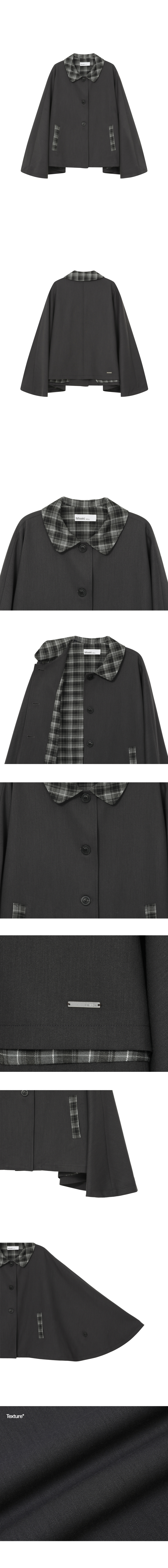 MUSINSA | MISEKI SEOUL Check cape jacket CHARCOAL
