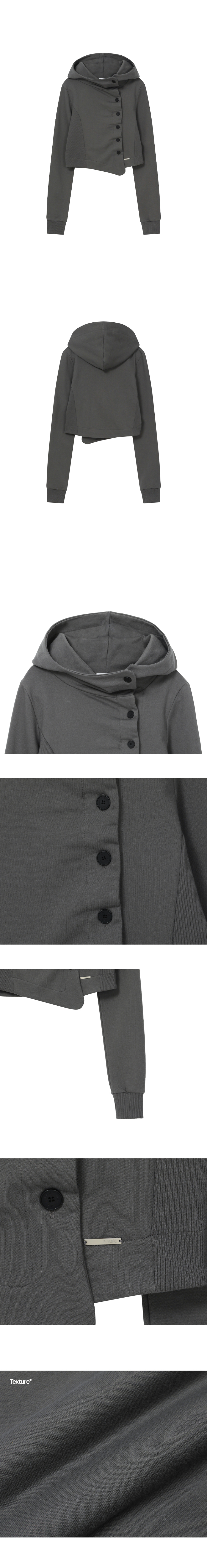 미세키서울(MISEKI SEOUL) Cowl neck botton hoodie DARK GREY