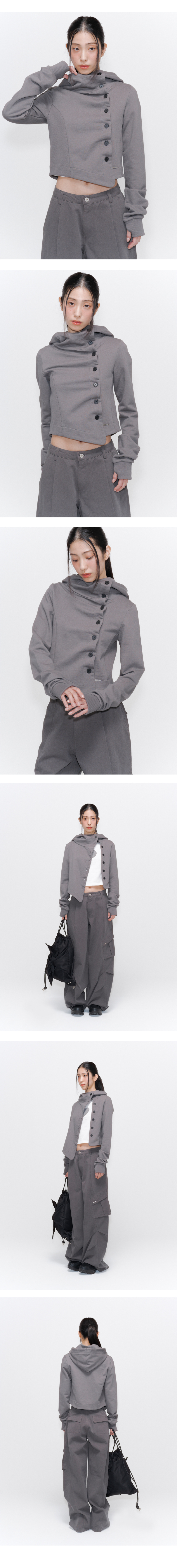 トップス MISEKI SEOUL Cowl neck botton hoodie Cowl neck botton hoodie DARK GREY - 미세키서울