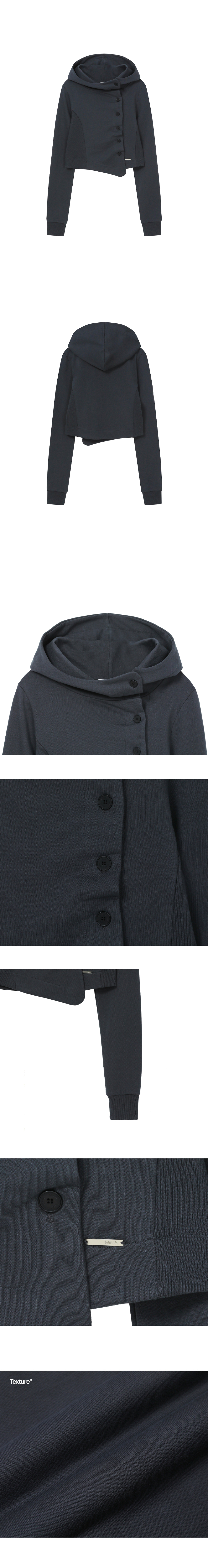 미세키서울(MISEKI SEOUL) Cowl neck botton hoodie CHARCOAL - 사이즈