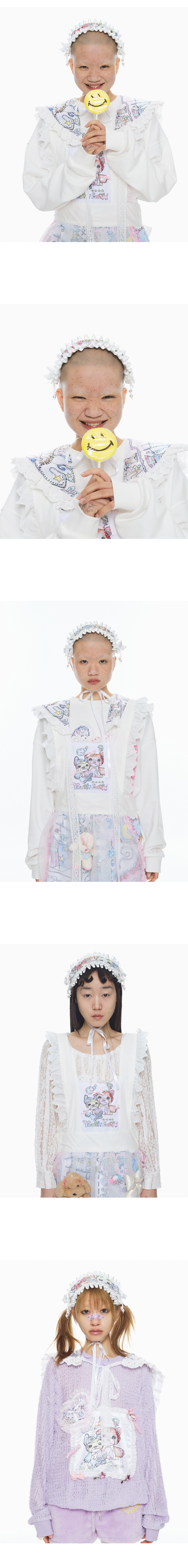 ★YOUTHBATH★ YBX SOUP Loli bunny Lace ball Capwhite YBXSOUP Lace loli sailor collar - youthbath