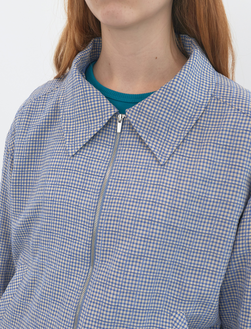 【ENZO BLUES】Gingham Checked Blouson Jacket ★人気★ 追跡付 MUSINSA | ENZO BLUES Gingham Check Blue Jacket (Blue)