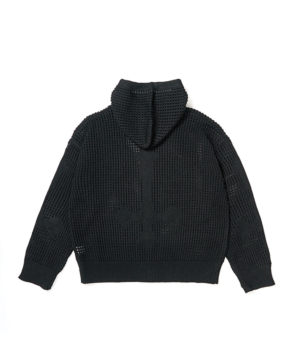 MUSINSA | SCHISM INDUCING CROSS MESH ZIP HOODIE BLACK