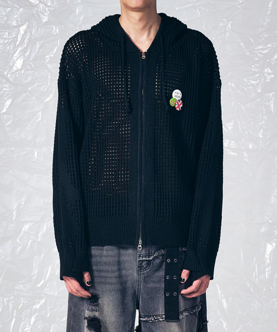 トップス SCHISM INDUCINGCROSS MESH ZIP HOODIE MUSINSA | SCHISM INDUCING CROSS MESH ZIP HOODIE BLACK