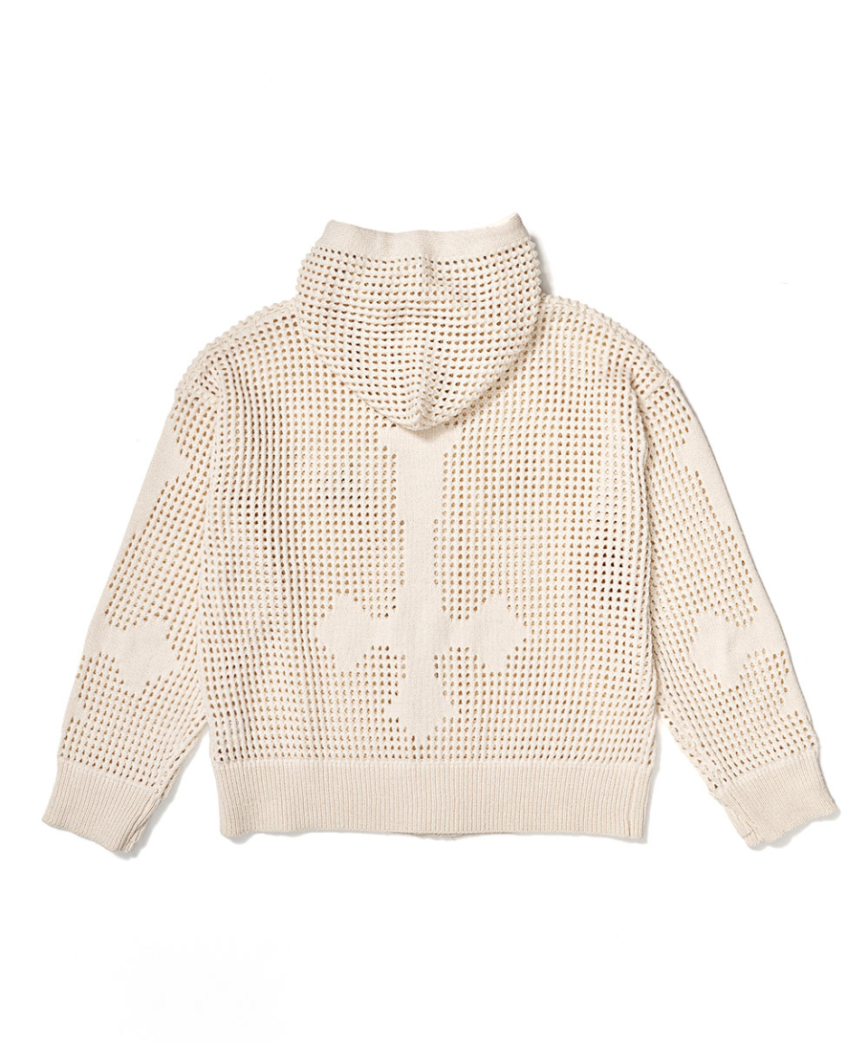 CROSS MESH ZIP HOODIE IVORY 상세 이미지 2