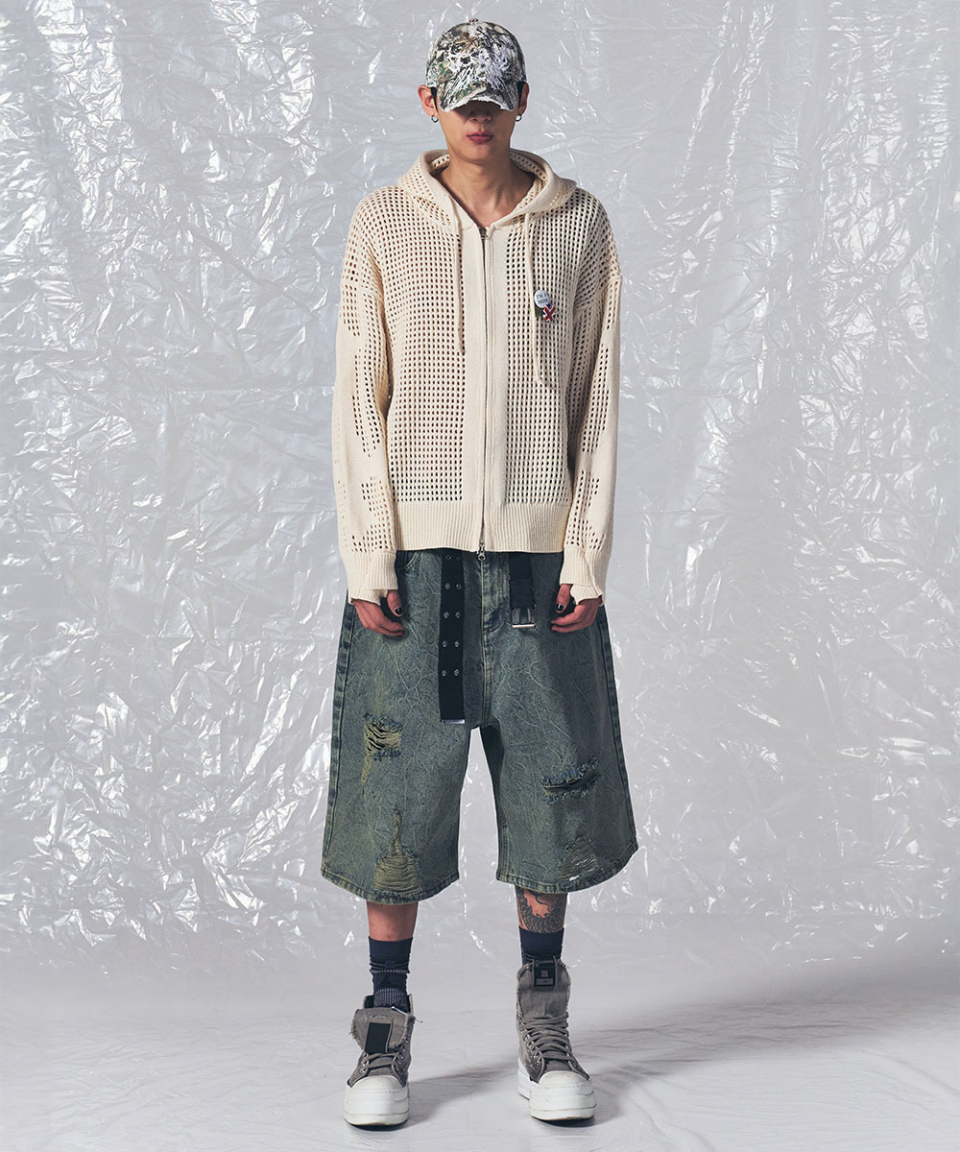 CROSS MESH ZIP HOODIE IVORY 상세 이미지 18