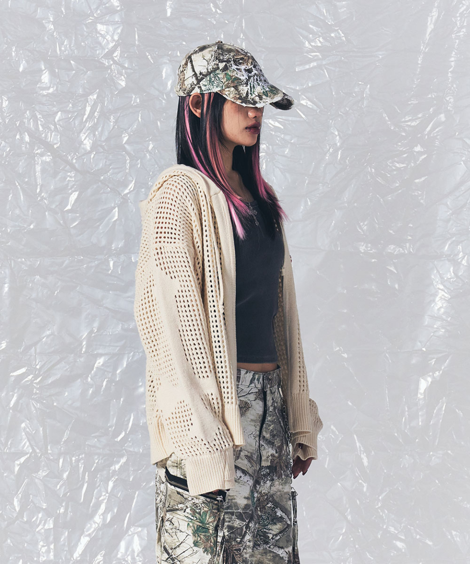CROSS MESH ZIP HOODIE IVORY 상세 이미지 11