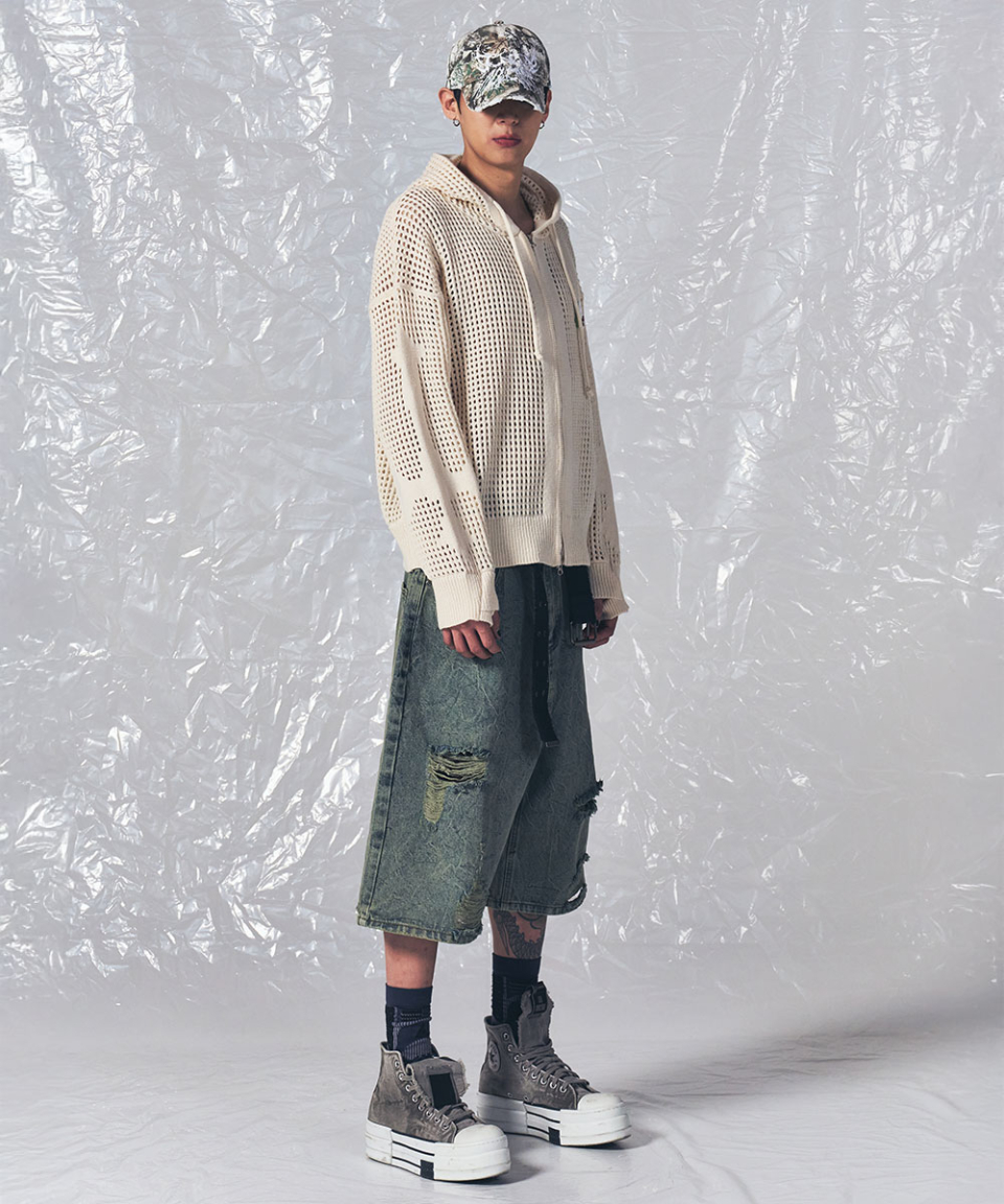 CROSS MESH ZIP HOODIE IVORY 상세 이미지 21