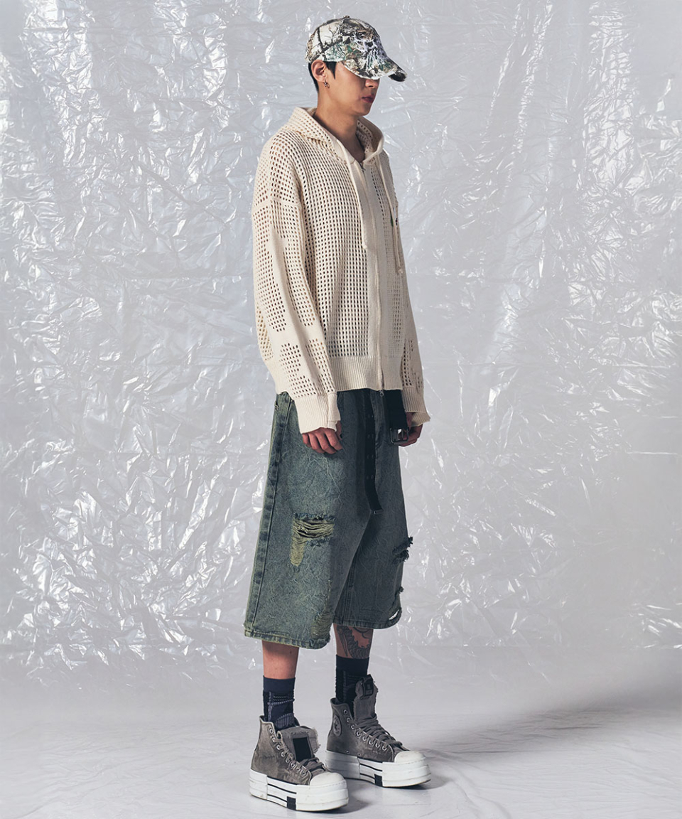 CROSS MESH ZIP HOODIE IVORY 상세 이미지 20