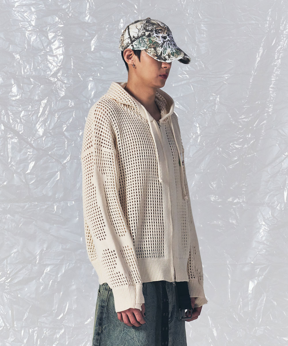 CROSS MESH ZIP HOODIE IVORY 상세 이미지 22