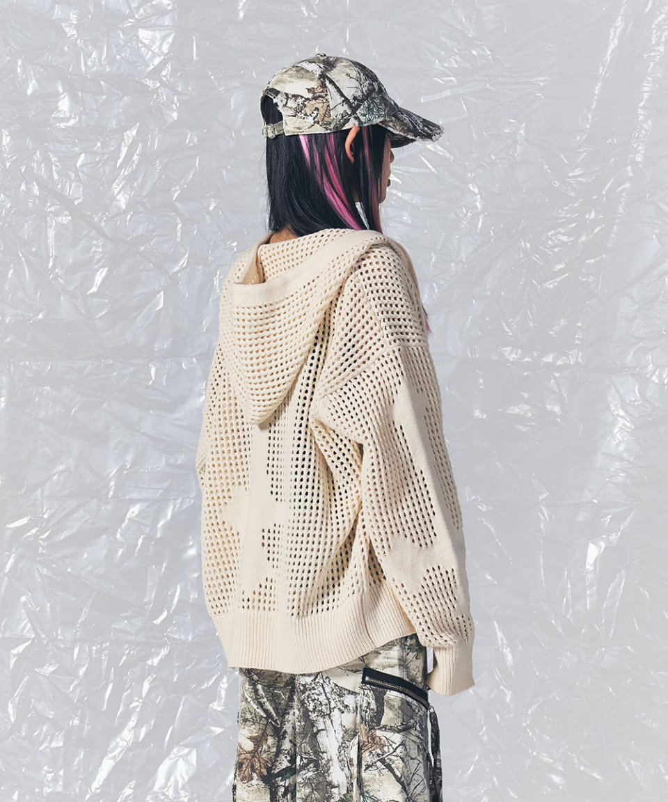 CROSS MESH ZIP HOODIE IVORY 상세 이미지 13