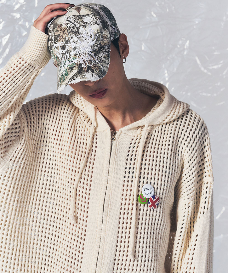 CROSS MESH ZIP HOODIE IVORY 상세 이미지 24