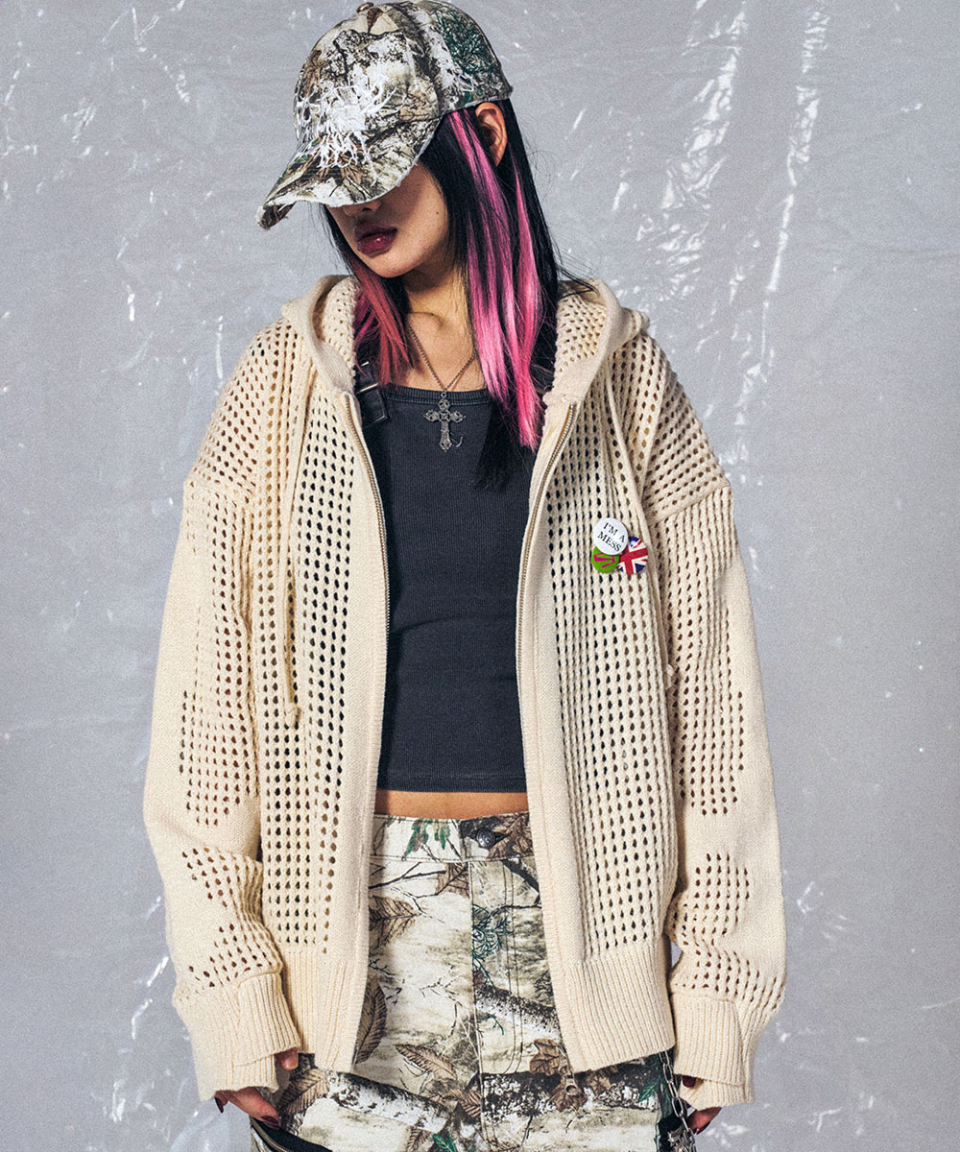 CROSS MESH ZIP HOODIE IVORY 상세 이미지 25