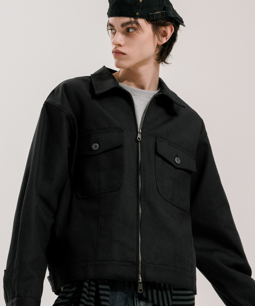 Culture Crop Work Jacket Black KMOT6856