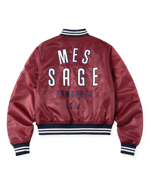 W BASEBALL PADDING JACKET - BURGUNDY