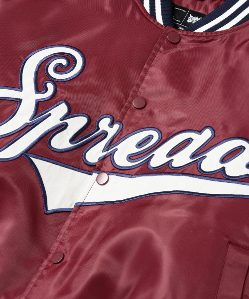 W BASEBALL PADDING JACKET - BURGUNDY