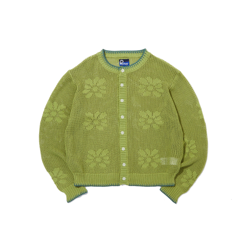 Длинный трикотажный кардиган с цветочным узором Green_FR2KJ03U