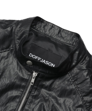 DOFFJASON ドフ・ジェイソン パネルド スポーティ レザー ジャケット ブラック 画像 4