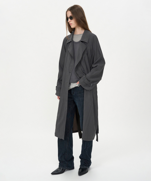 Легкий нейлоновый тренч Dark Grey