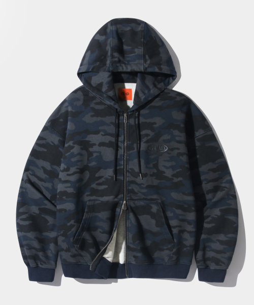 VLAD WASHED CAMOUFLAGE HOODED ZIP-UP_NAVY&GRAY