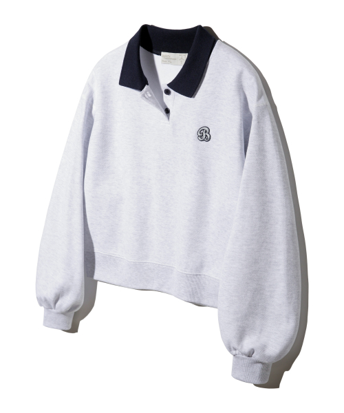 Свитшот семи-кроп CONTRAST COLLAR BK5966_White