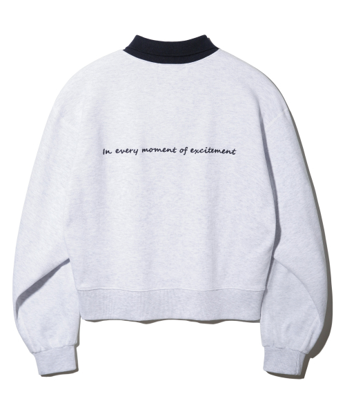 Свитшот семи-кроп CONTRAST COLLAR BK5966_White
