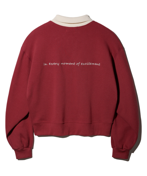 Свитшот CONTRAST COLLAR semi-crop BK5966_Wine