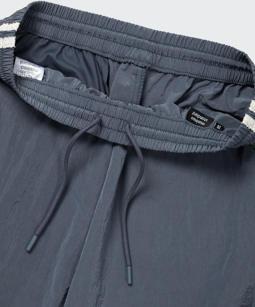 WOMENS NYLON WIDE LACE TRACK PANTS [BLUE GREY]
