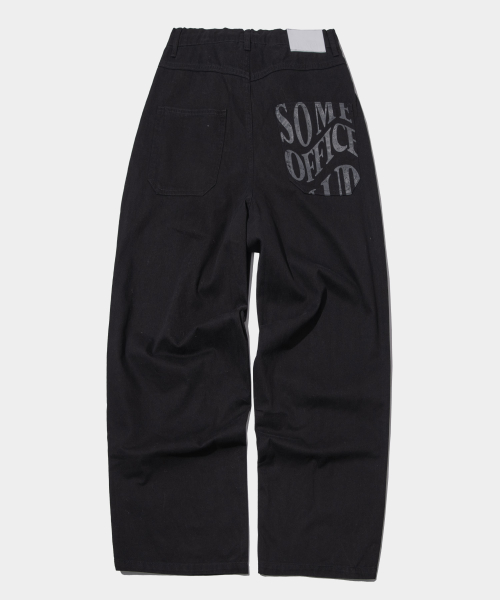 Широкие хлопковые брюки balloon с надписью [Black]
