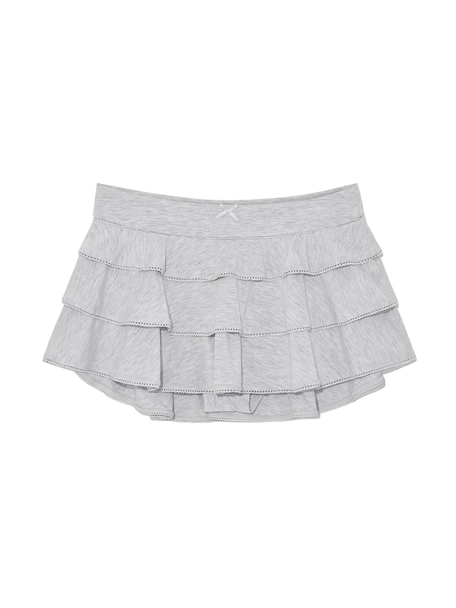 MUSINSA | GLOWNY PICOT FRILL MINI SKIRT (WHITE MELANGE)