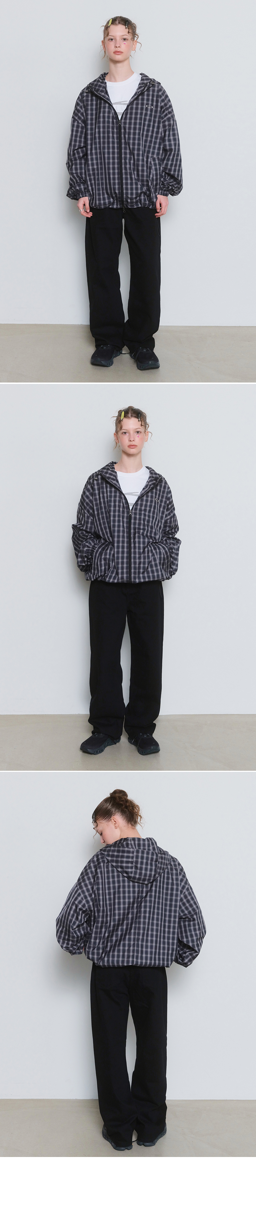 【NOIAGO】ESSENTIAL CHECK WINDBREAKER MUSINSA | NOIAGO NOI1519 Essential Check Windbreaker (Charcoal)