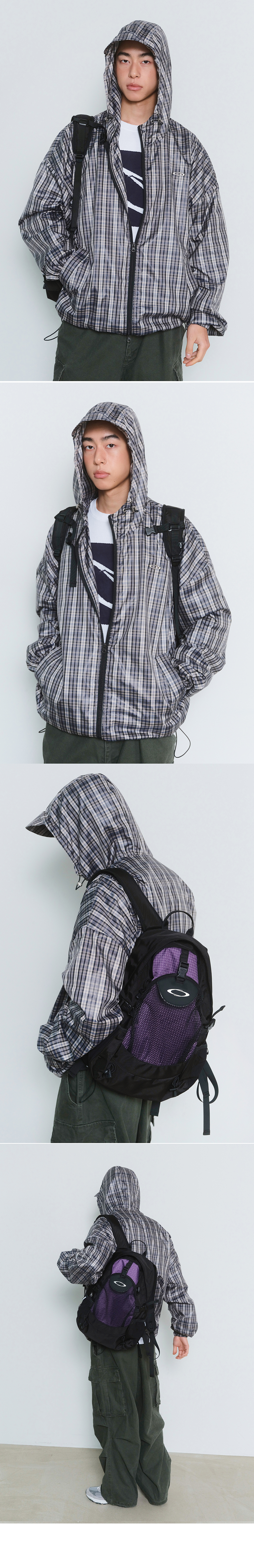 【NOIAGO】ESSENTIAL CHECK WINDBREAKER MUSINSA | NOIAGO NOI1519 Essential Check Windbreaker (Charcoal)