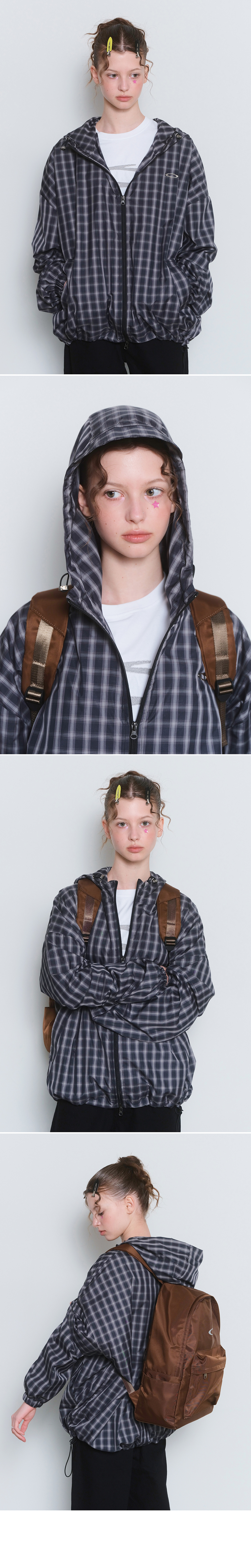 【NOIAGO】ESSENTIAL CHECK WINDBREAKER MUSINSA | NOIAGO NOI1520 Essential Check Windbreaker (Grey)