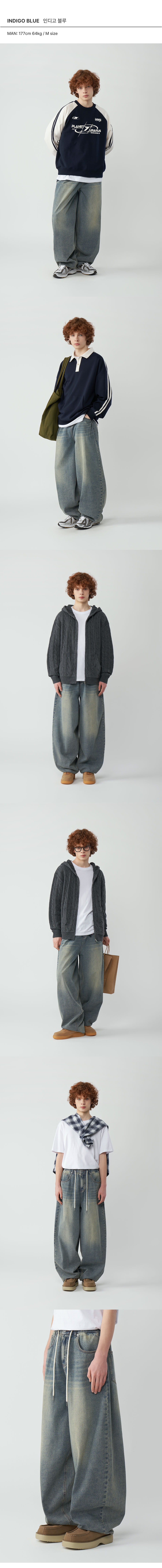 【UNTAPPED STUDIO】vintage front wassing balloon denim UNTAPPED STUDIO) Vintage Front-Washed Wide Balloon Den