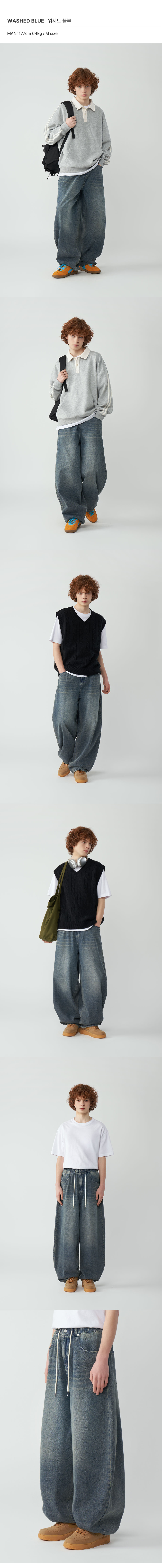 【UNTAPPED STUDIO】vintage front wassing balloon denim UNTAPPED STUDIO) Vintage Front-Washed Wide Balloon Den