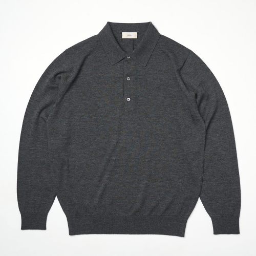 25SS Cashtouch Long Sleeve Polo Knit Charcoal