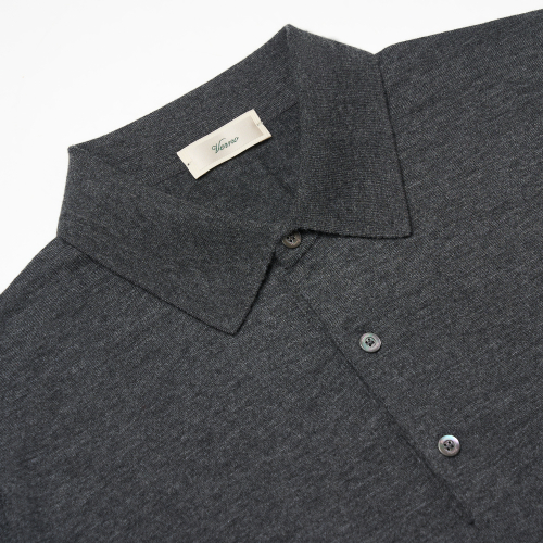 25SS Cashtouch Long Sleeve Polo Knit Charcoal