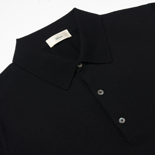 25SS Cashtouch Long Sleeve Polo Knit Black