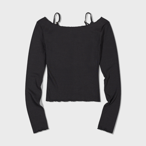 Layered Squar Neck Top (CHARCOAL) inner set